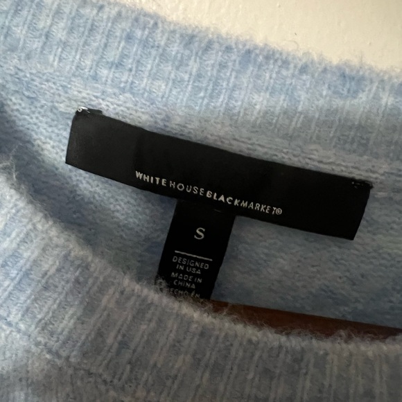 White House Black Market Sky Blue Knit Top SzS Winter Light Academia Classic - Picture 3 of 7